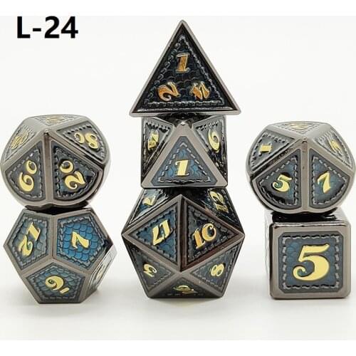 Metal dice rpg double colors metal dnd dice set dados rpg dobbelstenen dados rol polyhedral dices d4 d6 d8 d10 d12 d20