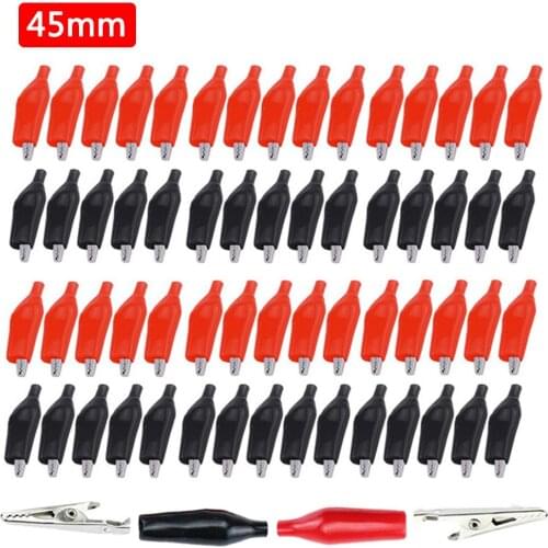 28MM 35MM 48MM Metal Alligator Clip Crocodile Electrical Clamp Testing Probe Meter Black Red Plastic Boot DIY Car Auto Battery