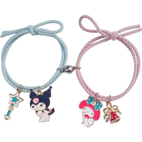 Kawaii Sanrio Plush Kuromi My Melody Kirby Cartoon Cute Dolls Magnet Bracelet Head Rope Anime Plush Toys For Girls Birthday Gift