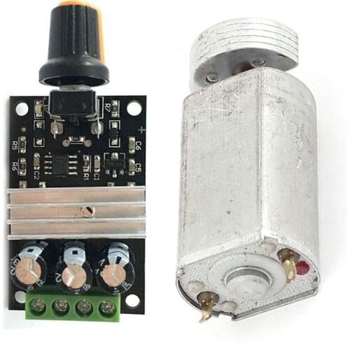 LBER DC 1.5-6V 22400RPM Solder Mini Vibration with DC 6V 12V 24V 28VDC 3A 80W PWM Motor Speed Controller Regulator