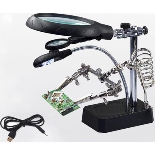 USB light source 2.5X 7.5X 10X with 5 LED multi-function welding magnifier repair auxiliary clip folding magnifier