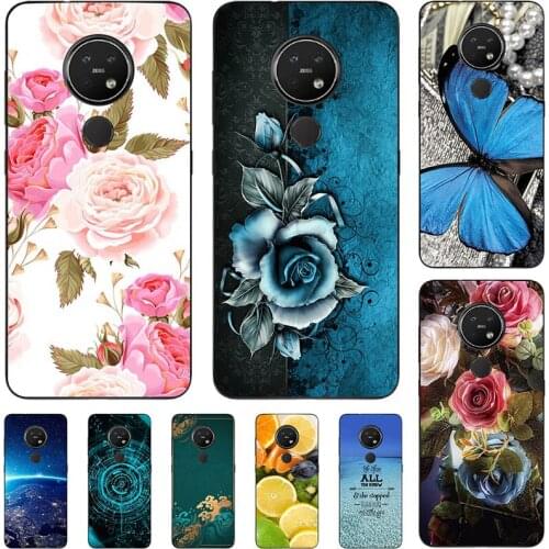 Fashion Flower Case For Nokia 7.2 TA-1193 TA-1178 TA-1196 TA-1181 6.3" Cover Soft Silicone Cat Printing Capa Back Coque