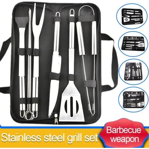 Stainless Steel BBQ Grill Tool Set Barbecue Grilling Tools Outdoor Camping Cooking Tools Set BBQ Grill Accessories Kit with Bag