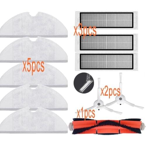 11pcs New Mop Cloths Main Brush Hepa Filter Side Brush Spare kit for Xiaomi Roborock S50 S51 Roborock 2 Mijia robot
