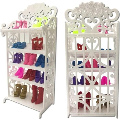 NK One Set Newest Doll Shoes Rack Playhouse Accessories For Barbie Doll Furniture Kids Best Gift For Girls DZ