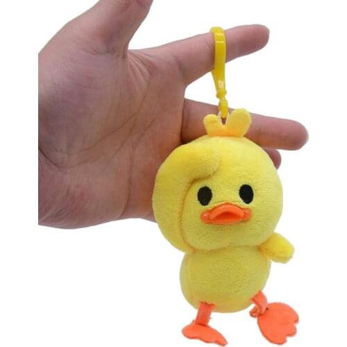 New hot cute Cheering yellow duck Fashion Keychain bag decoration soft good quality 12cm plush doll christmas birthday gift