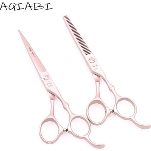Hairdressing Scissors 5.5" AQIABI Rose Gold 440C Cutting Scissors Thinning Shears Professional Hair Scissors Barber Shears A9030