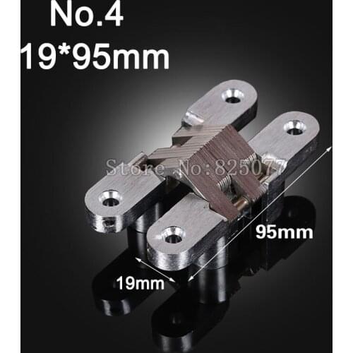 1PCS Hidden Hinges Size 19x95mm Bearing 25KG Invisible Concealed Cross Door Hinge Stainless Steel Hinge For Folding Door KF1061