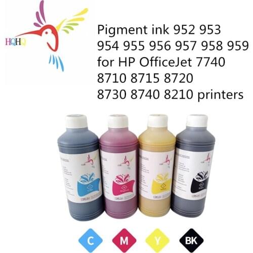 4pcs/Set 500ml Pigment Ink 952 953 954 955 956 957 958 959 for HP OfficeJet 7740 8710 8715 8720 8730 8740 8210 High Quality Ink