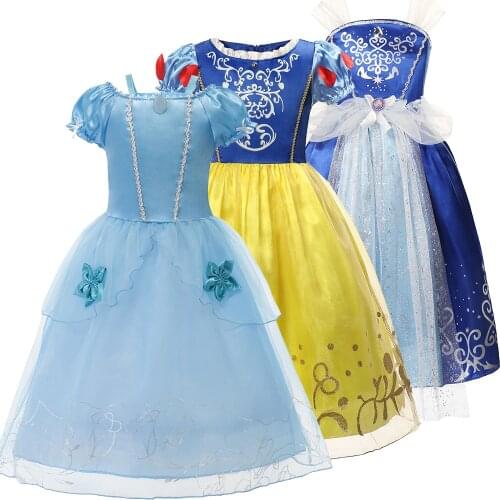 Princess Dresses for Girls Carnival Snow White Sleeping Beauty Belle Costume Child Halloween Party Clothing Fancy Cosplay Outfit