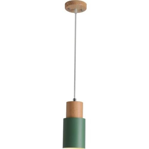 Iron Wood Macaron Pendant Lamp Pink Green Yellow Hotel Restaurant Sitting Dining Room Bedroom Nordic Hanging Suspension Lighting