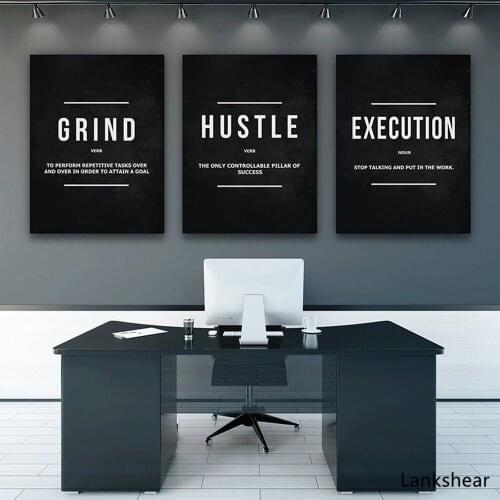Entrepreneur Quotes Inspirational Canvas Painting Triptych Black White English Phrases Posters Office Study Wall Art Pictures