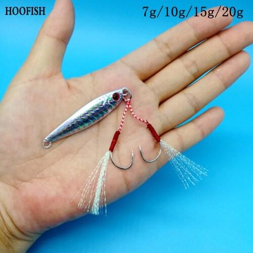 HOOFISH 10PCS/LOT New Mini Metal Fishing Lure Jig Bait 7g/10g/15g/20g Three Types Isca Artificial Bait Jigging Fishing Tackle