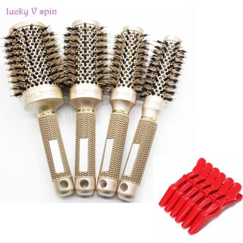 Professional Round Barrel Brush for Round Brush for Blow Drying, Nano Thermal Ceramic & Ionic Tech Hair Brush with Boar Bristles