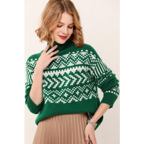 2021 winter new ladies pullover 100% wool sweater casual high neck knitted cashmere sweater plus size loose women top thickening