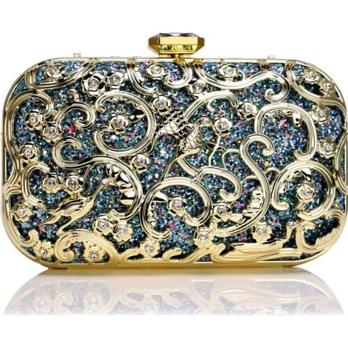 2020 luxury diamond evening bags hollow out metal wedding dinner clutch bling sequins banquet purse drop shipping MN1496