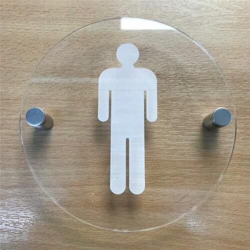 DIY House Number Customized Round MEN Toilet Sign Clear Gloss 5MM Acrylic Premium Vinyl 2 Sizes