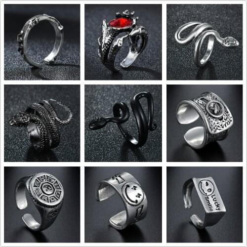Silvery Smile Snake Ring Punk Rings For Women Mens Rings Punk Open Finger Goth Halloween Jewelry
