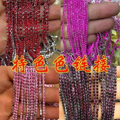 SS6 SS8 SS10 SS12 glass Rhinestone silver Cup Claw Chain dense crystal rhinestones Copper Alloy claw chain ,10m/lot ,T303