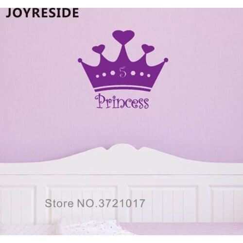 JOYRESIDE Princess Decals Crown Girls Room Wall Sticker Cute Wall Decor Princess Girl Home Decoration Vinyl Wall Stickers WM089