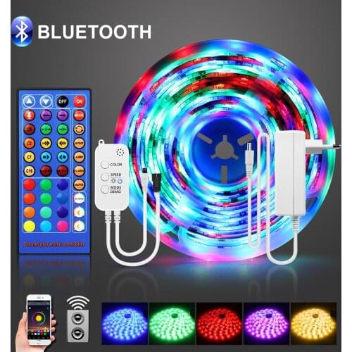 Bluetooth Rgb Led Flexible Strip Wireless Control Led Lighting Colorful Ribbon Diode Tape Lamp Home Bedroom Party Xmas Decor