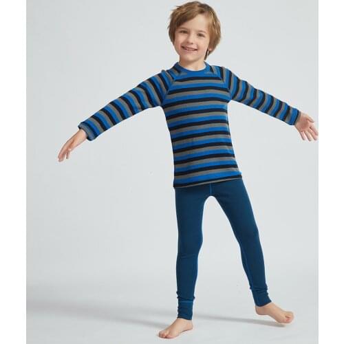 Merino wool kids' base layer thermal underwear set sports long johns baby girl clothes boys top and pants kinsei