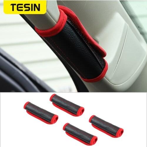 TESIN Roof Top Grab Bar Protector Trim For Dodge RAM 1500 2018-2021 Car Door Handle Cover Guard Pad Mat Car Interior Accessories