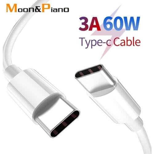 Type-c to Type-c Cable Male to Male 3A 60W PD Quick Charge Fast Charging Cord Double Type c Mobile Phone Data Charger Wires
