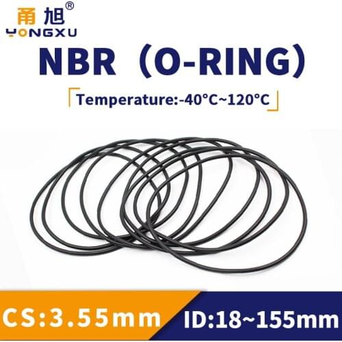 NBR O Ring Seal Gasket Thickness CS3.55mm ID18-155mm Wear Resistant Automobile Petrol Nitrile Rubber O-Ring Waterproof Black