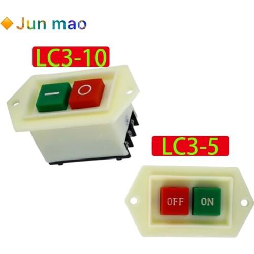 1PCS LC3-5 LC3-10 Start Stop Push Button Switch on/off 10A/380V Table Drill Grinder Cutting Machine Switch