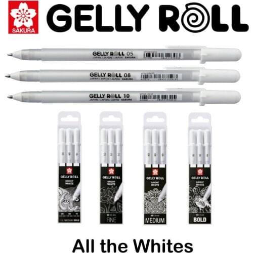 Japan Sakura XPGB Gelly Roll Gel Ink Pen White 05/08/10 Sketch Highlight Marker Pen Drawing Art Supplies