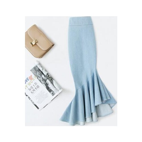 Plus size 4XL!Irregular fishtail skirt high waist women autumn winter package hip a-line pure color cowboy skirt TB3760