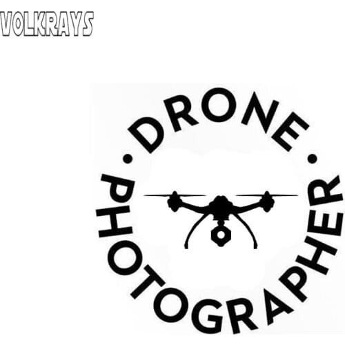 Volkrays Funny Car Sticker Drone Photographer Quadcopter Accessories Reflective Waterproof Vinyl Decal Black/Silver,12cm*12cm