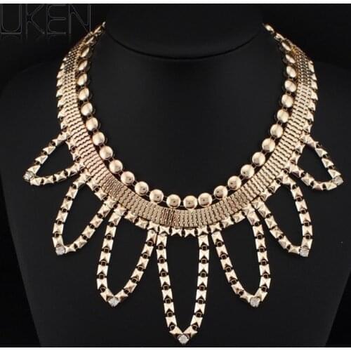 UKEN Fashion Women Dress Boho Statement Necklaces Popular Metal Beads Chain Chokers Necklaces Party Chothes Accessories Jewelry