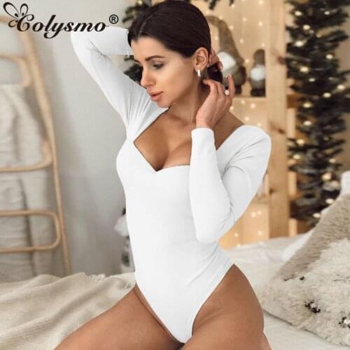 Colysmo Casual Stretch Skinny Bodysuit Women Long Sleeve Elegant Bodysuits Solid Sexy Romper Fit Body Suit Club Party Outfits