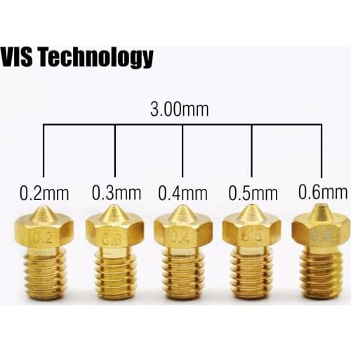 10pcs/lot 3D printer nozzle 0.2/0.3/0.4/0.5/0.6/0.8/1.0mm J-head V5/V6 Extruder nozzle For 3.0mm Filament Makerbot RepRap