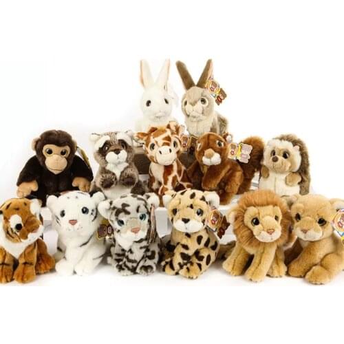18CM Simulation Wild Animal Plush Toys Kawaii Tiger Lion Leopard Plush Doll Best Raccoon Hedgehog Stuffed Toys For Kids