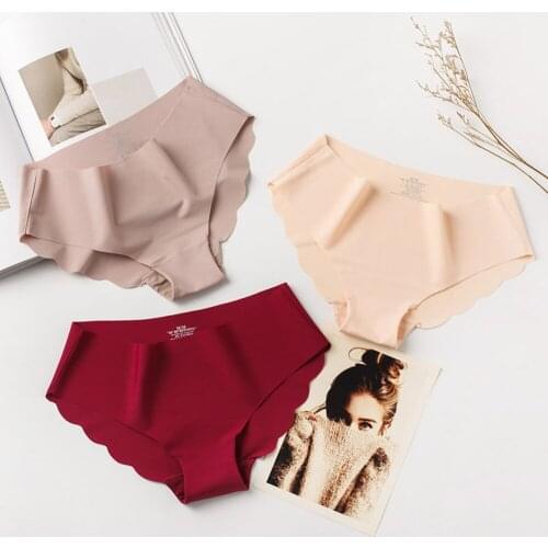 3 Pcs/set Solid Ladies Women Seamless Panties Ice Silk Underwear Ultra Thin Comfort Panties Sexy Underwear Panties Breathable