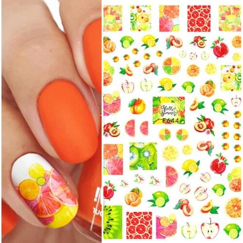 1PC Summer Fruits 3D Nail Sticker Watermelon/Strawberry/Avocado Water Decals Slider For Manicure DIY Nail Art Decoration