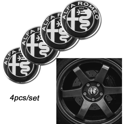 4Pcs 56mm Car Badge Logo Emblem Wheel Center Hub Cap Decal For Alfa Romeo Giulia Stelvio Giulietta Spider GT Mito 156 159 147
