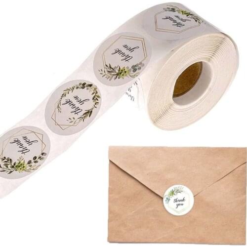 500pcs/roll 4 Styles Vegetation Thank You Stickers for Christmas Scrapbooking Packaging Seal Labels