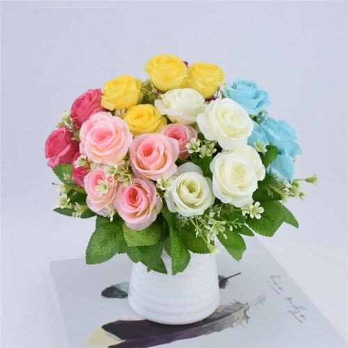 31 Cm Rose Silk Bouquet Artificial Flower 6 Head Gentleman Rose Simulation Flower Living Room Wedding Home Decoration