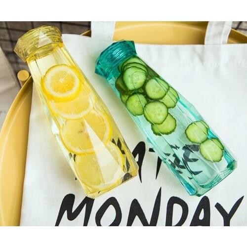 Drinking bottle Transparent glass water bottle Glass milk bottle Picnic outdoor sports kettle