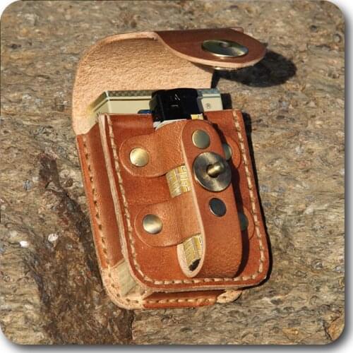 2 in 1 Cowhide Cigarette Case Lighter Waist Bag Retro Handmade Portable Mini Real Leather Men Smoking Casual Bum Bag Male Pocket