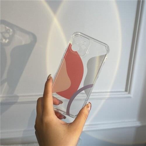 Retro artist color geometry line Korean Phone Case For iPhone 11 12 Pro Max Xr Xs Max 7 8 Plus X 7Plus Case Soft TPU clear Cover
