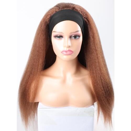 Long Headband Wig Kinky Straight Synthetic Hair for Women Afro Synthetic Straight Hair Wig Blonde Black Ginger White Red Wigs