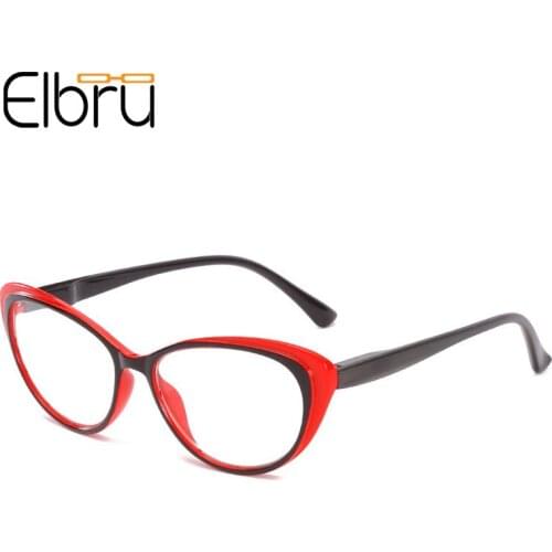 Elbru Elegant Cat Eye Reading Glasses Women&Men Full Frame Clear Lens Presbyopia Eyewear Glasses +1.0+1.5+2.0+2.5+3.0+3.5+4.0