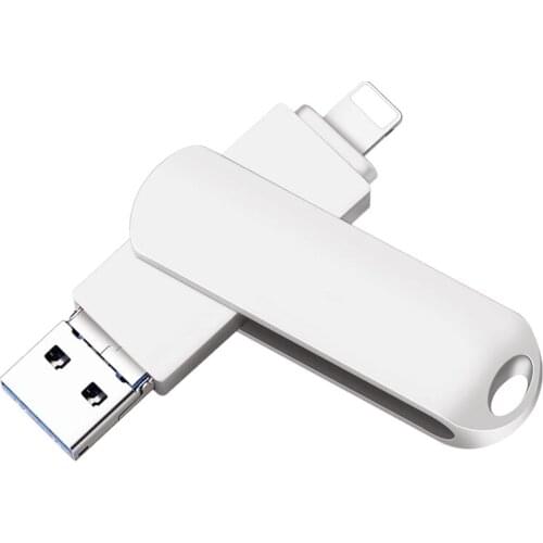 Metal OTG Usb Flash Drive 256GB 128GB 64GB 32GB 16GB For iPhone 3 in 1 Lightning HD USB Flash 3.0 Pendrive Cle Memory Disk On Ky