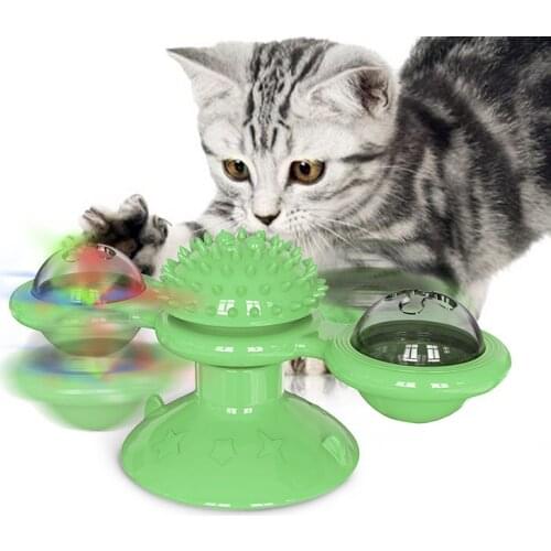 Pet Toys Cat Interactive Puzzle Training Turntable Windmill Funny Massage Rotatable with Catnip Pet Supplies