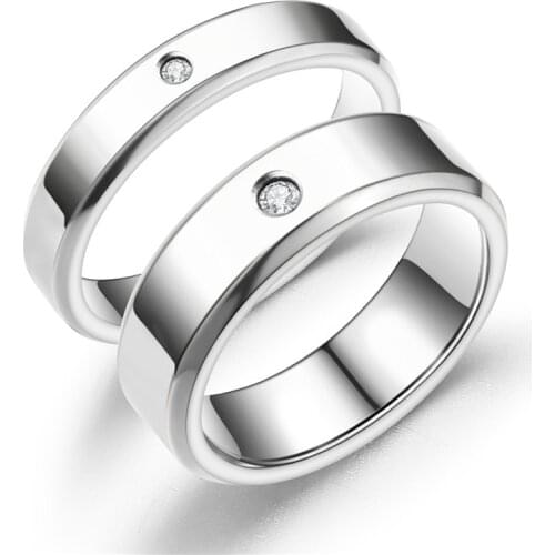GANXIN High-quality Titanium Steel Ring With Exquisite Zirconia Stylish Silver Color Stainless Steel Rings For Women Men Jewelry
